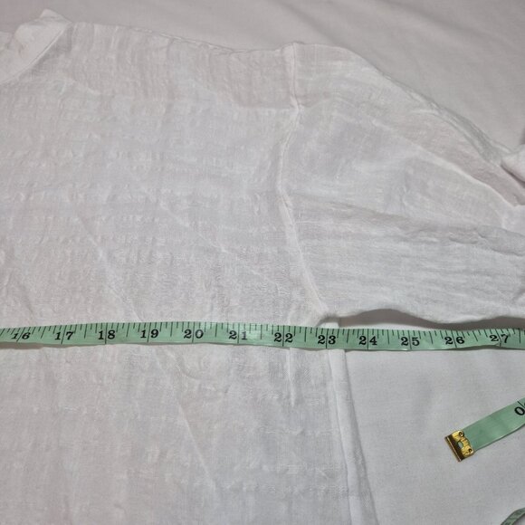 Eileen Fisher Women's Shirt Size M White Mandarin Collar Boxy  Linen-blend (60) - Picture 8 of 12